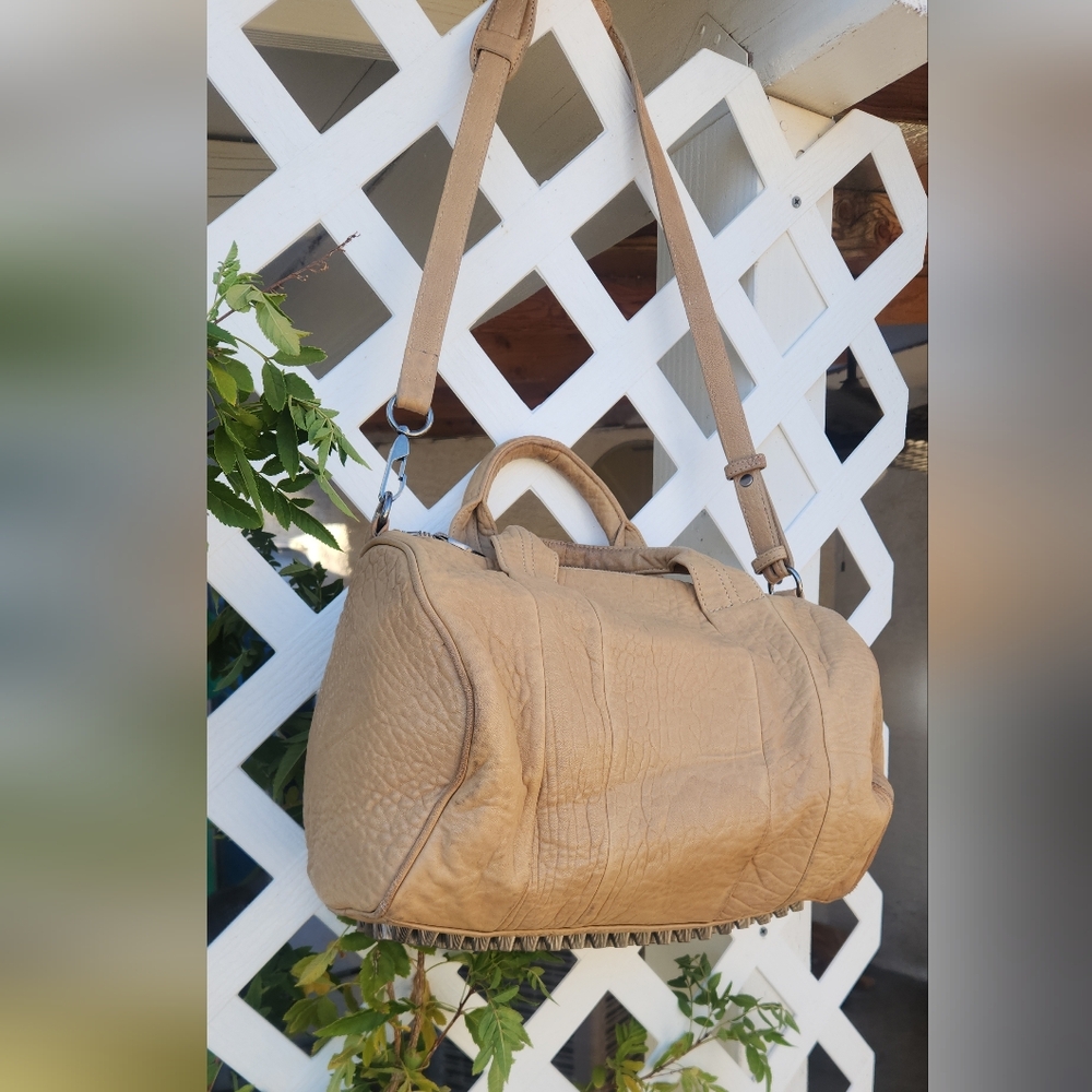 ALEXANDER WANG TAUPE LEATHER ROCCO TOP HANDLE SHOULDER STRAP BAG - Picture 9 of 10